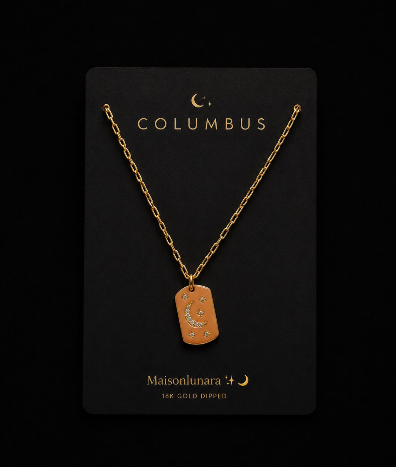 Columbus Moon Tag Necklace