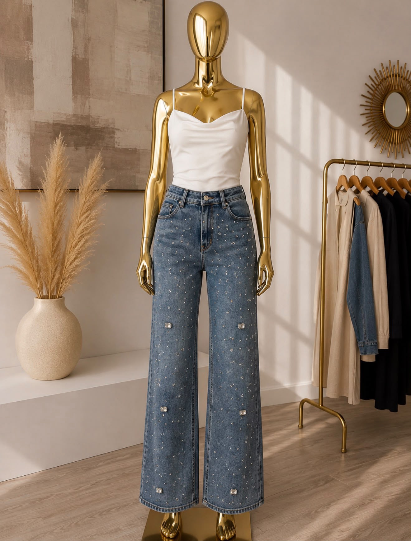 Stella Crystal Wide-Leg Denim
