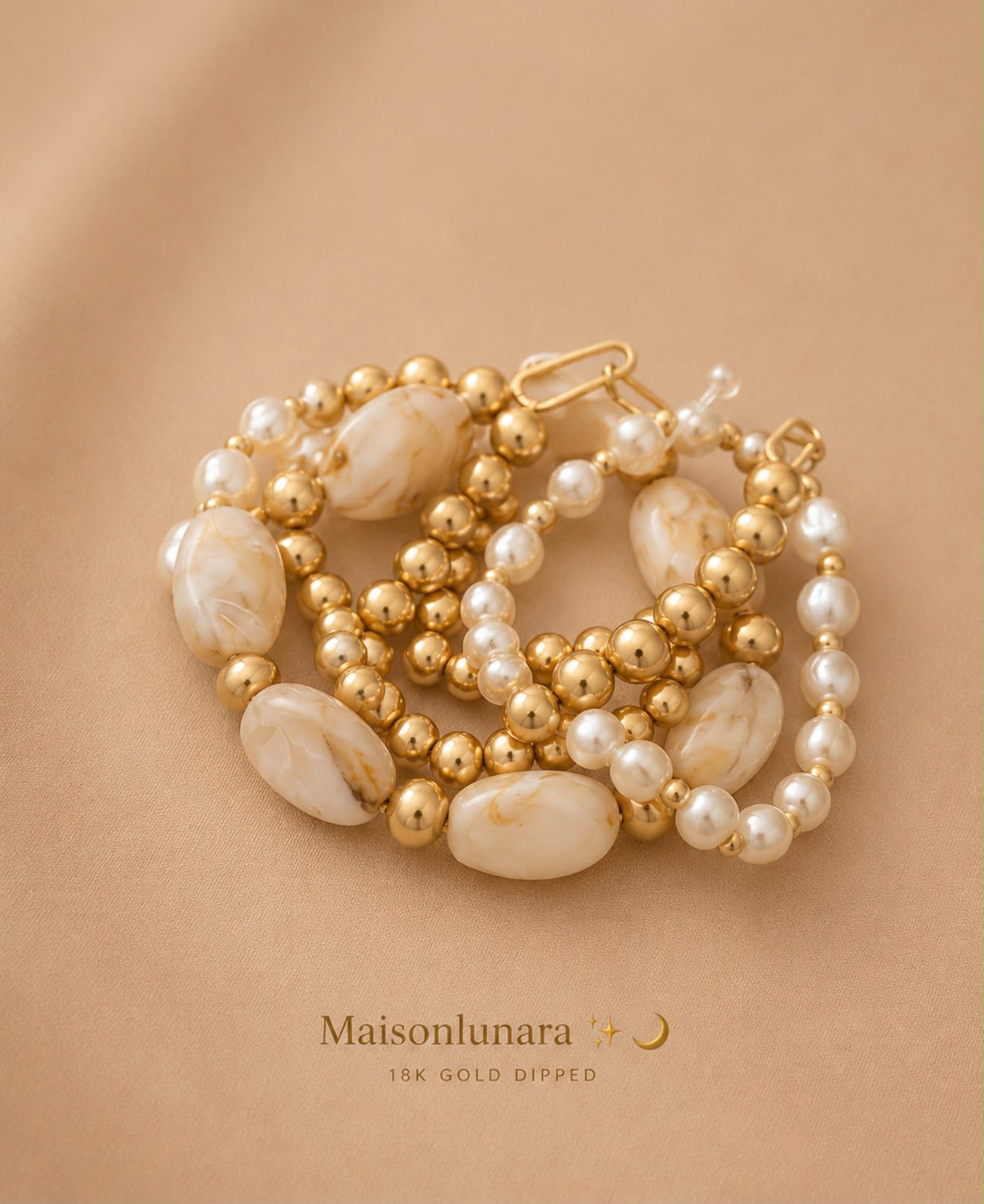 Marbella Pearl & Gold Stack