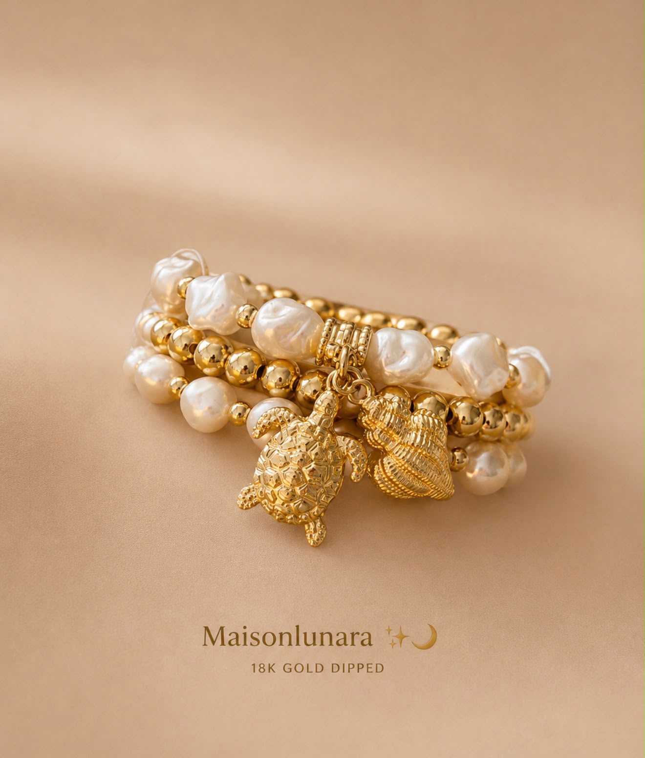 Tortue Pearl & Charm Stack