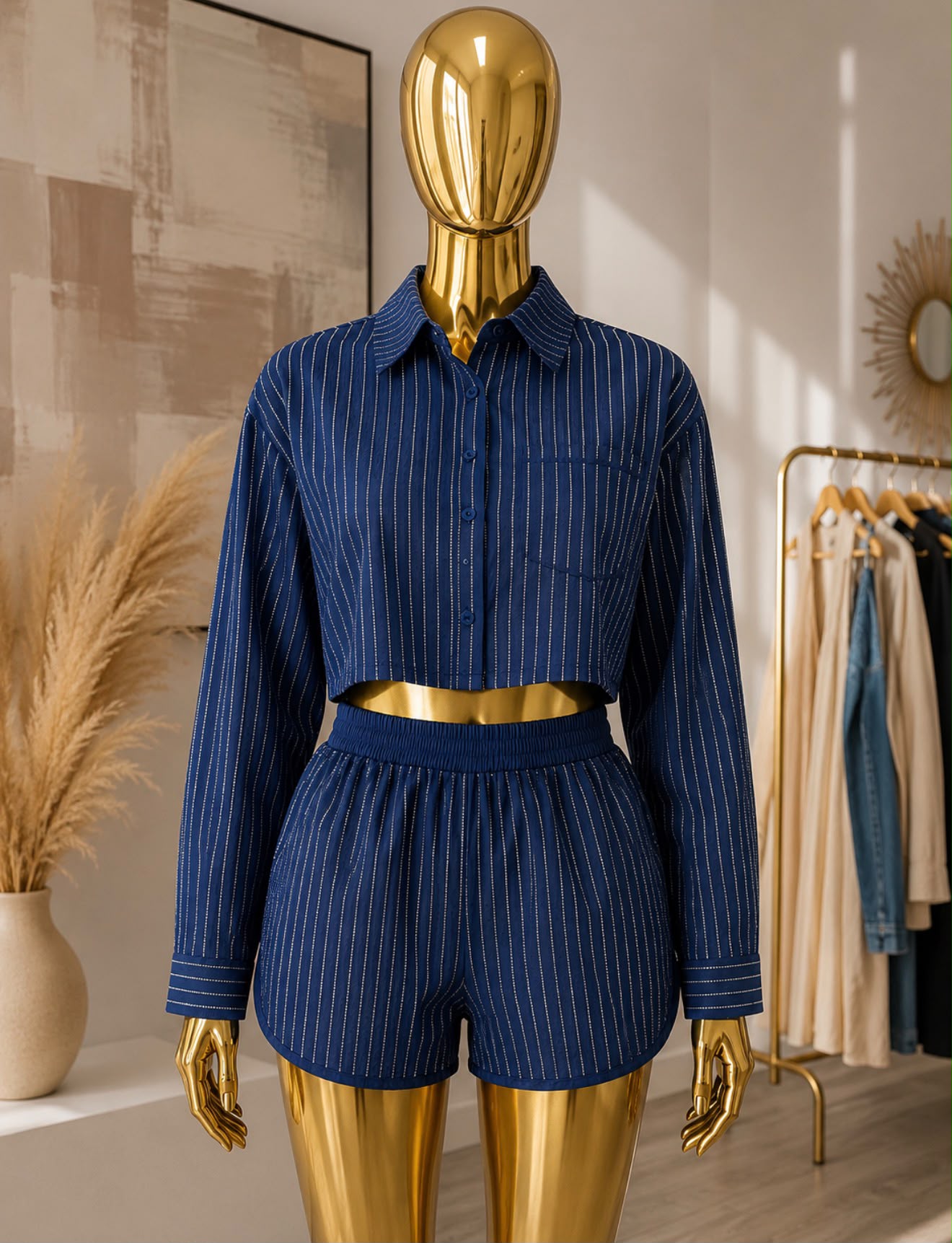 Riviera Pinstripe Shirt Set