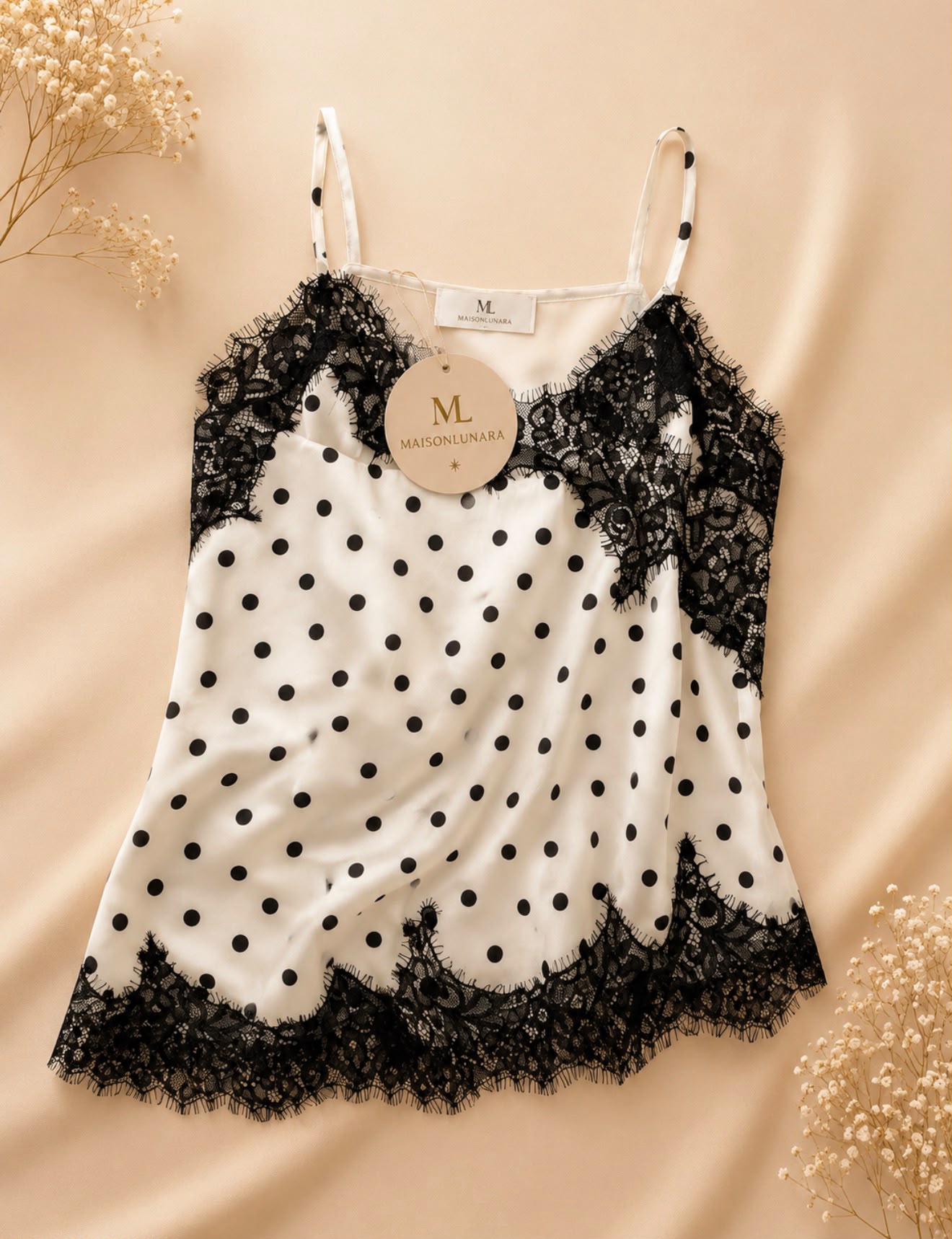 Pois Satin Lace Cami & Skirt — view 2
